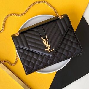 YSL ENVELOPE MEDIUM CHAIN BAG IN SUPPLE MATELASSÉ LEATHER
